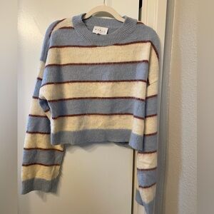 MARBLE Soft Blue and Cream Striped Sweater